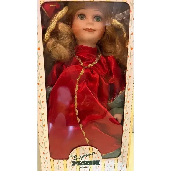 Vintage Seymour Mann Connoisseur Tree Topper Porcelain Strawberry Blonde Doll - Picture 4 of 13